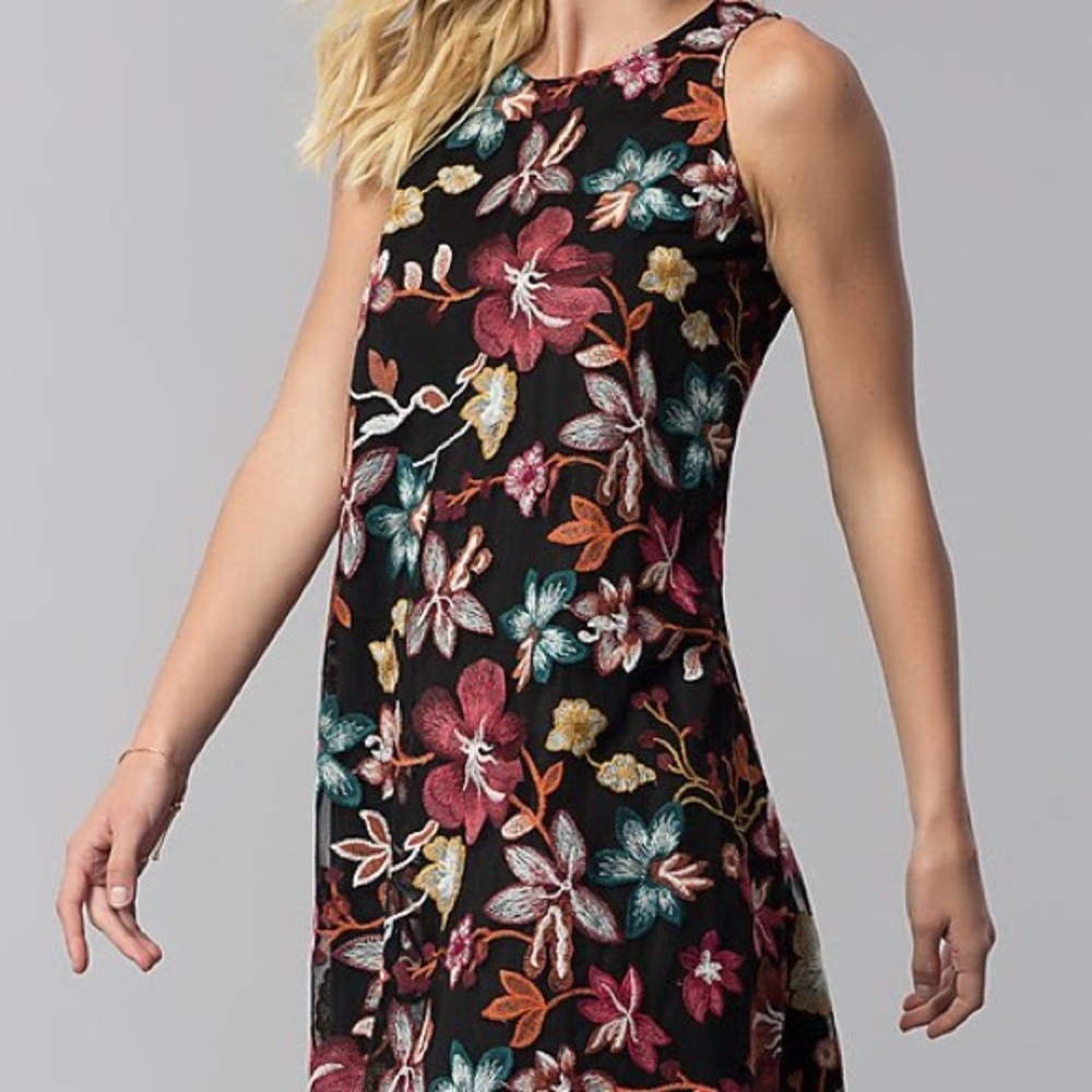 ECI Short Embroidered Black Party Dress XL